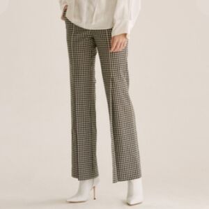 Nuvo 10 Korean Wide Leg Gingham Black White Check Plaid Trousers Size Medium